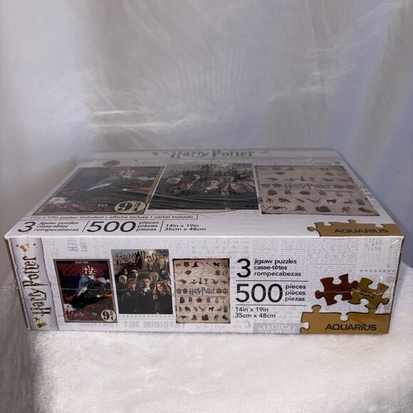 Harry Potter Hogwarts, Cast, Crest 500 Piece Puzzles 3 Puzzles! Rare Find! NEW - Picture 4 of 4